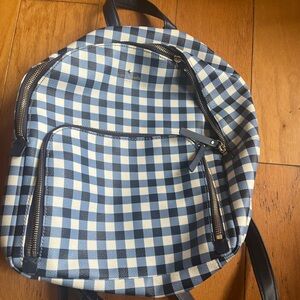 Kate Spade Blue and White Checkered Backpack